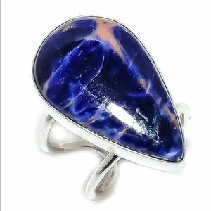 Sodalite gemstone sterling silver ring